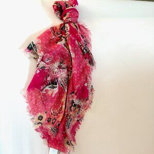 Chico’s Pink Floral Paisley Scarf – 40" Square, NWT